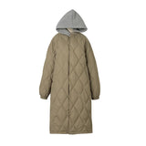Diamond Cotton Clothes Female Long Winter 2024 New Knee Live Hat Oversize Port Wind Loose Down Cotton-Padded Jacket Tide-Outfit