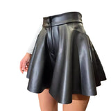 Toloer Women's 2024 New High-Waist Pu Leather Pants Skirt Show Thin Hot Girl Fashion Short Skirt Leather Pants Hot Pants-Outfit