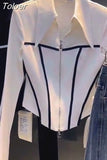 Temperament Tops Fashion Blouses for Women Long Sleeve Tunic Zipper Shirts 2023 Blusas Mujer De Moda Korean White Crop