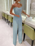 Lady Feather Elegant Sexy Sleeveless Bodycon Overalls Streetwear Outfit Clothes Party Playsuit Bodysuit Party