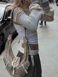 Super Crop Long Sleeve Striped Crochet Knit Top-Outfit