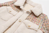 Warm Lamb Wool Coat Women Fleece Shaggy Thick Small Fragrance Jacket Patchwork Ladies Pocket Short Teddy Jacket