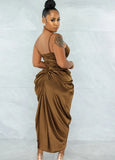 Satin Irregular Ruched Strap Sexy Party