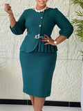 New Elegant Elastic Body Repair Collared High-Waisted Temperament With Hips Solid-Colored