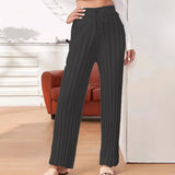 Wish Texture Knitted Trousers Tight Solid Color Casual Loose Straight Women's