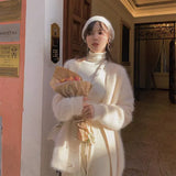 Mohair Pearl Buttons Cardigan Women's Mink Cashmere Sweater Fall Winter 2022 New Elegant Chic Suit Korean Clothing