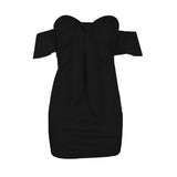 New Strapless Summer Dress Women 2020 Sexy Off Shoulder Slim Elastic White Tie Up Mini Bodycon Party Dress