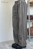 Cargo Pants Women Y2K Vintage Streetwear Wide Leg Sweatpants 2023 Casual Female Baggy Joggers Side Striped
