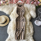 Fashion Geometry Knitted Women Dress 2022 Summer Halter Sleeveless Bodycon Dress Europe Style Ladies Office