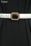 Fashion Women's PU Leather Belt Diamond Decoration Pearl Dress Belt Solid Color Belts All Season 2023 Trend New