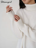 Oversized Turtleneck Sweater Women Winter Warm Loose Solid Pullovers Thick Green Turtleneck Jumper Vintage Sweaters