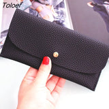 Women Colorful Hasp Chic Elegant Simple Card Holder PU Leather Long Purse Womens Wallet Fashion Korean Style