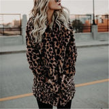Leopard Print Fashion Cardigan Winter Leopard Print Women's Fur Coat Fleece Lapel West Slim Fit Casual Street Thicken