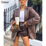 Black PU Leather Blazer Jacket Y2K Motorcycle Jackets Women Autumn Winter High Street Casual Cardigans Warm Suit