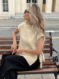Women's Sleeveless Sweater Vest Simple Design Bumpy Bow Tie With