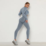 Seamless Gym set Fitness Sports Suits GYM Cloth Long Sleeve Shirts High Waist Running Sexy Booty Leggings Workout