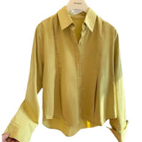 Cotton Short Loose Shirt Women 2025 Spring Dress New Casual Long-Sleeved Small Orange Shirt