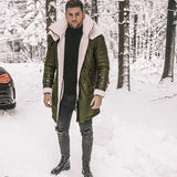 New Fur Integrated Men's Coat Black Five-Burst Thick Coat With Thick Coat