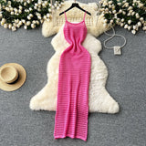 Grid Sling Dress Women's Summer New Folding Coat Wearing Long Body Dressing Vest Burqa