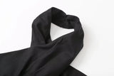 Women's Black Tuxedar Hanging Neck Linen Dress