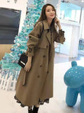 Fashion Long Coats Woman Winter 2022 Solid Color Lapel Double Row Button Windbreaker Women's Trench Coat Overcoat