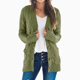Cardigan Knitted Long Sweater Clothing Women's Long Sleeve Cable Jumper Knit Sweater Jacket Winter Tops Pull Femme