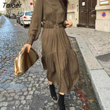 Turtleneck Elegant Dresses Woman Long Sleeve High Waist Bodycon Dress Female Green Black Chic Korean Dress Woman