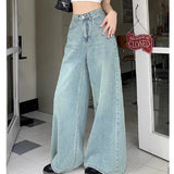Wide-Legged Jeans Women Spring And Autumn New High-Waisted Loose Thin Trumpet