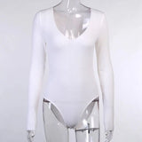 Autumn Winter Long Sleeve Bodysuit Letter Print Women Bodycon Skinny Elastic Turtleneck White Black ribbed knit