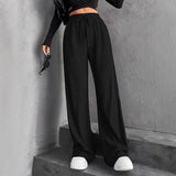 Hanging Mop High-Waisted Trousers Loose Temperament Straight Women's Niche Design Solid Color