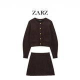 Homemade New Women's Knitted Coat Side Suture High Waisted Slid