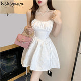 Temperament Robe Femme Sexy Dresses Women Slim Waist Backless Sling Black Vestido Feminino Lace Up Summer Backless Y2k