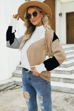 Block Mock Neck Ribbed Trim