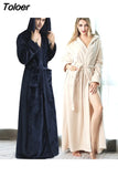 Winter Flannel Nightgown Plus Velvet Thick and Warm Couple Men Long Style Pajamas Ladies Cute and Comfortable