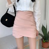 Women's Irregular Skirts Summer High Waist Sexy Ruched Bodycon Mini Skirt Office Lady Pencil Skirts 2022 New