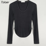 Long Sleeve Women T-Shirt 2023 High Stretch Slim Sexy Casual T Shirt Woman Cotton White Tee Lady Tops Women Clothing