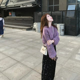 Gentle Lazy Wind Purple Round Sweater Woman 2025 Autumn And Winter Small Loose Soft