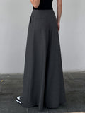 Fashion Women's Pants Loose Hight Waist Straight Solid Color Wid-leg Floor-length Cotton Trousers Summer 2023 New