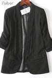 MODA 2023 Summer Women Chic Twill Thin Blazer Gathered Pockets Vintage Office Wear Coat Chic Outerwear Tops 11