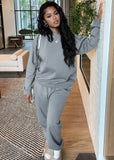Casual Plain Long Sleeve Loose Sweatshirt And Matching Pants Two Piece