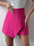 Street Shorts Skirts Women Summer Green 2022 Asymmetrical High Waist Sexy Skirts Wrap Fashion Pink Shorts
