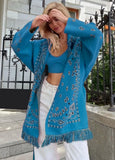Print Boho Fringe Jacket with