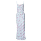 2024Ins Fashion Small Fresh Flower Print Sling Small Vest Top Dress