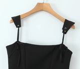 Black Tie Up Strap Corset Mini Dress-Outfit