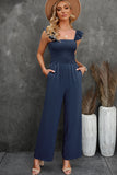 Shoulder Smocked Wide Leg