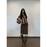 Niche Curry Syringe Knitted Shirt Women's Casual Straight Straight Slim Skirt