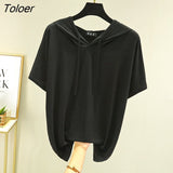 T-shirts Women Hooded Fashion Loose Casual All-match Korean Style Solid Simple Y2k Aesthetic Футболка Женский Cozy Chic