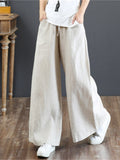 Summer Harem Pant Women's Cotton Linen Pants Casual Loose Trouser Women Cotton Oversize Pockets Wide Leg Flares