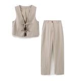 2025 New Women's Fashion Beaded Bow Vest + Pants Fashion Women's