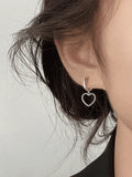 Irregular Heart Pendant Hoop Earring-Outfit
